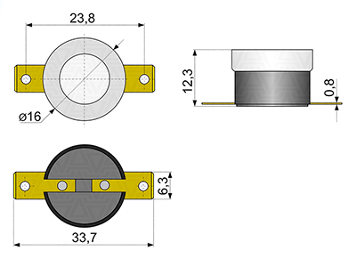 Габаритные размеры термостатов автовозвратных KSD-301