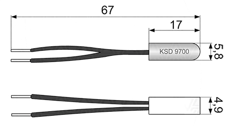 Габаритные размеры автовозвратных термостатов KSDI