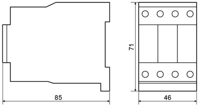 Рис.1. Схема габаритных размеров ПМ 1-18-01 пускателя