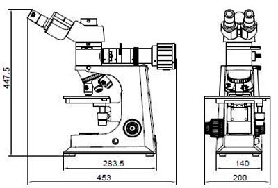 Рис.1. Габаритный чертеж микроскопа XUM503/504