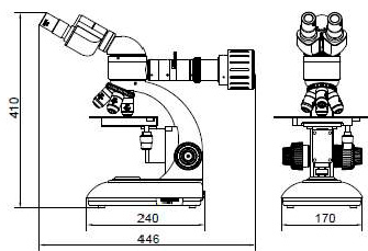 Рис.2. Габаритный чертеж микроскопа XUM501/502