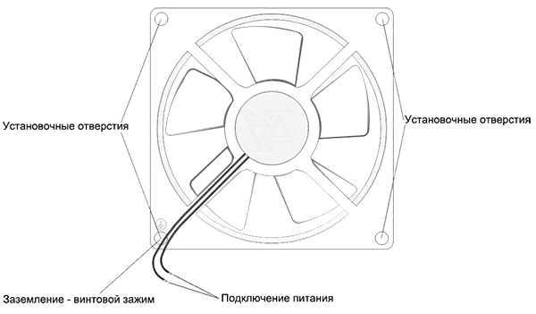 Схема подключения питания к вентилятору ВН-2 220В 50Гц