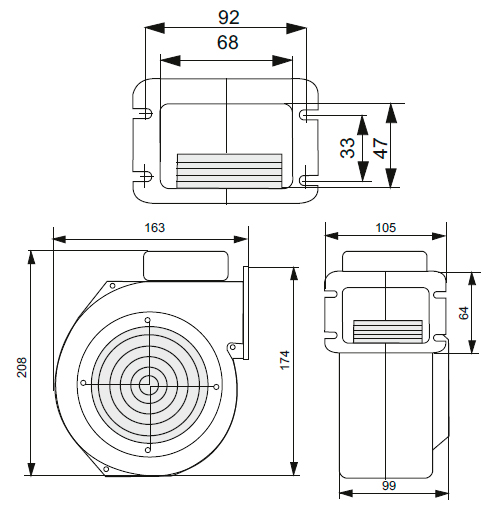 Размеры вентилятора для котла M+M WPA 06
