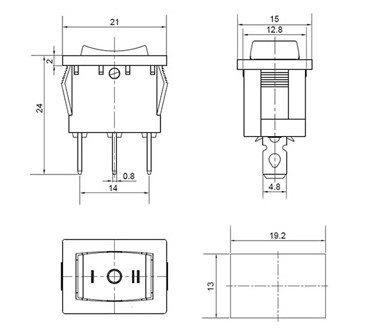 Схема габаритных размеров KCD1-2-103 B/B